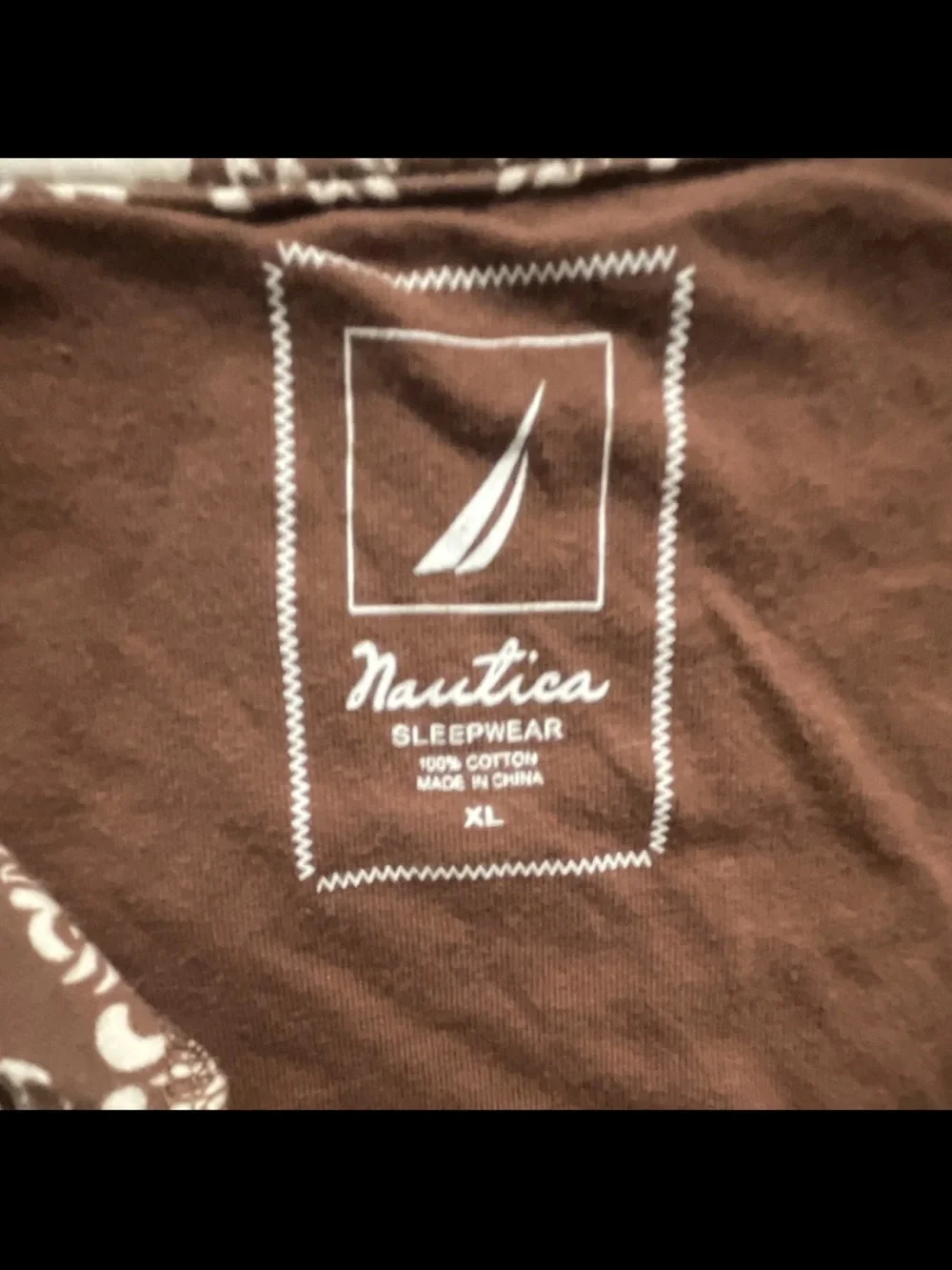 XL Náutica Casual Brown Patterned Short-Sleeve sleepwear women vintage retro